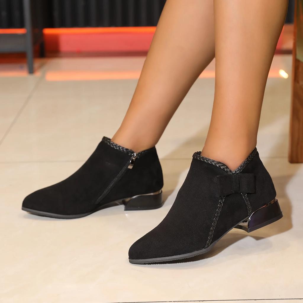 Winter Suede Anti Slip Large Casual Work Boots Fashionable New Pointed Low Cut Elegant and Sexy Comfortable Women's Boots