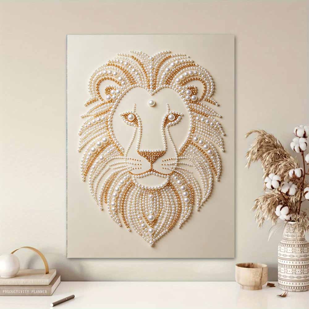 DIY Pearl Embroidery Diamond Painting Kit Majestic Lion Sparkling Beads Art Craft Handmade Decoration Gift for Home