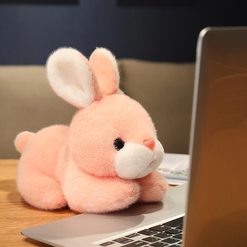 New Simulation Lying Down Rabbit Plush Doll Creative Cute Little White Rabbit Toy Children's Cute Doll Gift
