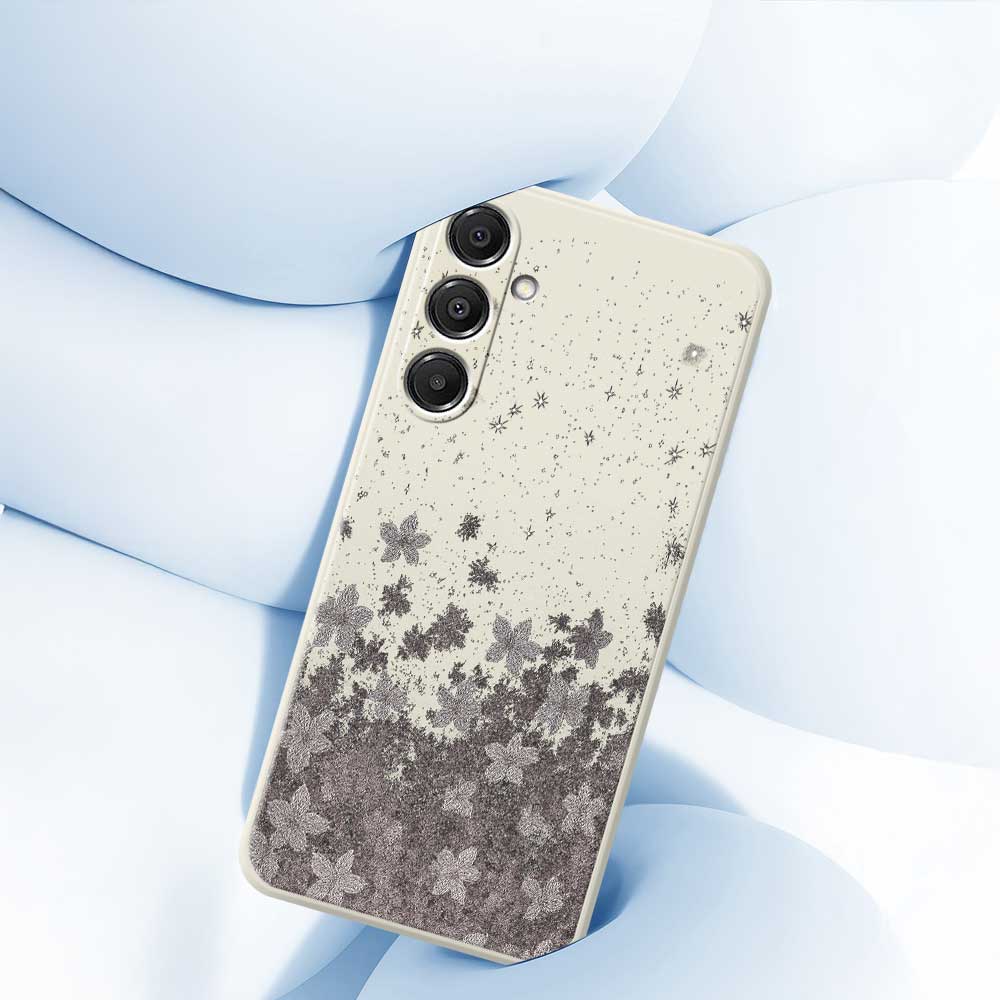 For Samsung Galaxy A16 5G/4G Case Grey Flowers Pattern Printing Straight Edge TPU Phone Back Cover