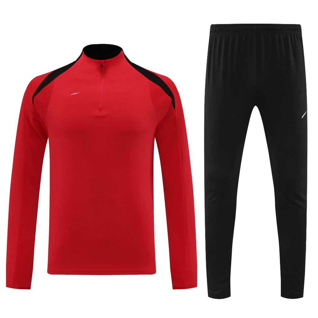 Student Team Half Zipper Long Sleeve Suit Football Training Suit Club Quick Drying Football Jersey Breathable