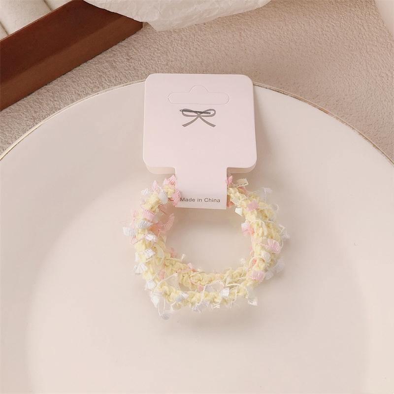 Colorful Candy Floss Hair Ties Spring Autumn Winter Versatile Elastic Hair Bands for Girls Kids Cute Ball Headbands