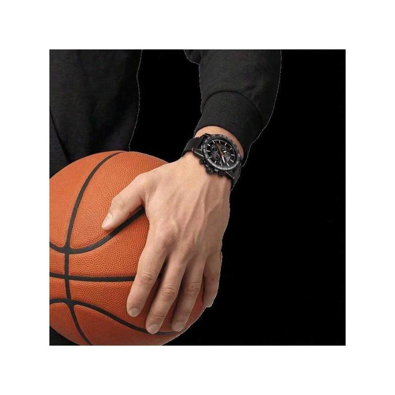 TISSOT Supersport Chrono Basketball Edition Men's Quartz Watch - Black Dial, Leather Strap, Luminous, 100M Waterproof, Model T125.617.36.081.00