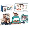 Non-Toxic 3 In 1 Coffee Machine Toy Set Kitchen Toys Simulation Food Bread Coffee Cake Pretend Play Shopping Cash Register Toys For Kids