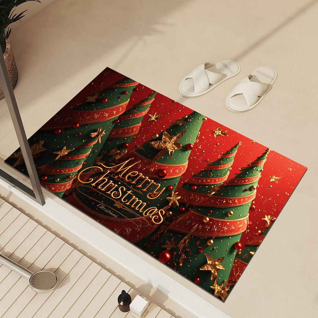 Christmas Door Mat Entrance Outdoor Floor Foot Mats Front Doormat Room Rugs Hallway Bath Carpet Washable