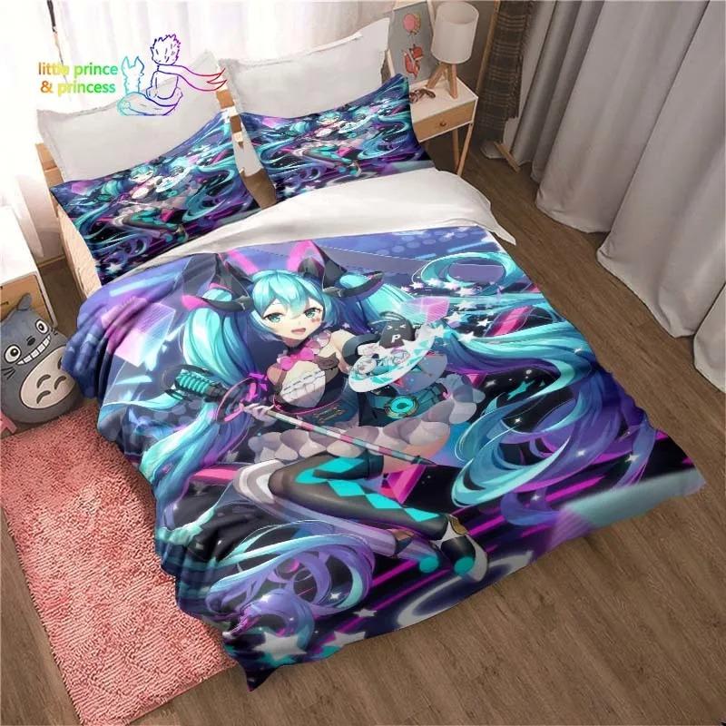 Set de lenjerie de pat Anime Kawaii Japonez Miku Single Twin Full Queen King Size Set de pat Aldult Copil Dormitor Imprimeu 3D