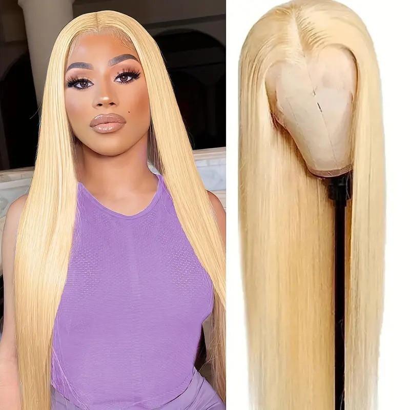 Lace Front Wig With Middle Part Long Straight Synthetic Hair Women Heat Resistant Fiber Natural Look Various Lengths Colors