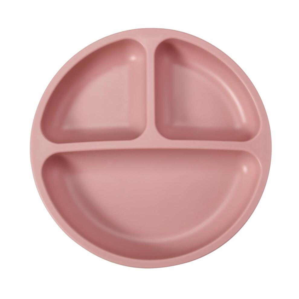 PandaEar 2 Pack Silicone Baby Suction Plates with 2 Spoons 2 Forks for Weaning Girls, Sectioned Divided Baby Weaning Plates, Toddler Dinner Plates Se