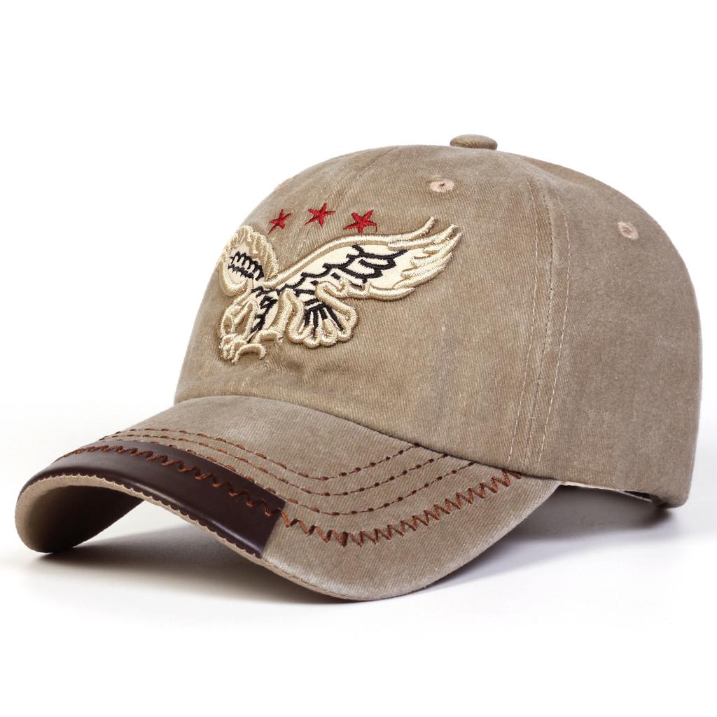 1pc Eagle Pentagram Embroidery Wash Baseball Caps for Men,Spring and Summer Outdoor Adjustable Casual Driver Hats Sunscreen Hat