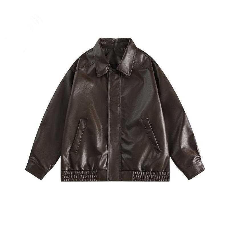 

Men s Retro American High-Street Leather Motorcycle Jacket - Versatile, Trendy, and Cool with a High-End Feel L [115-125 lbs]