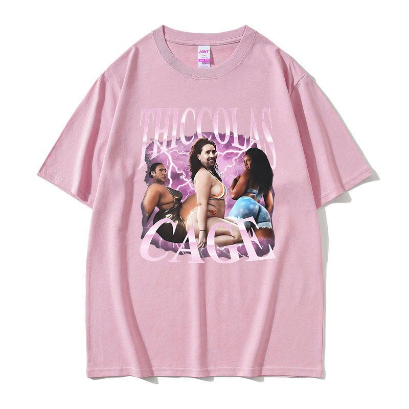 Thiccolas Cage Funny Meme T Shirts Unisexs Humor Clothing Fashion Short Sleeve Tshirts Unisex Summer High Quality Cotton TShirt