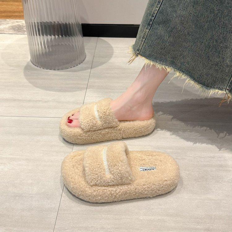 

[youshilai] Mao Mao Slippers Women s 2025 New Muffin Thick Bottom Increase Wear Plush Cotton Slippers Women 40