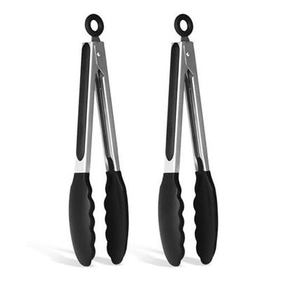 SINNMAO Cooking Tongs Stainless Steel Nylon Heat Resistant Utensils 500F Compatible Locking Storage Dishwasher Safe Grilling Barbecue Non-Slip Design