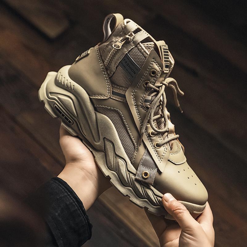 Pánské boty ZOKI Chunky Platform Vulcanized na platformě, prodyšné, z pudrové a síťované tkaniny, šněrovací tenisky, protiskluzové, s tlustým dnem, bojové boty