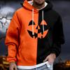 Men's Halloween Hoodie Funny Pumpkin Face Hoodie Scary Long Sleeve Top