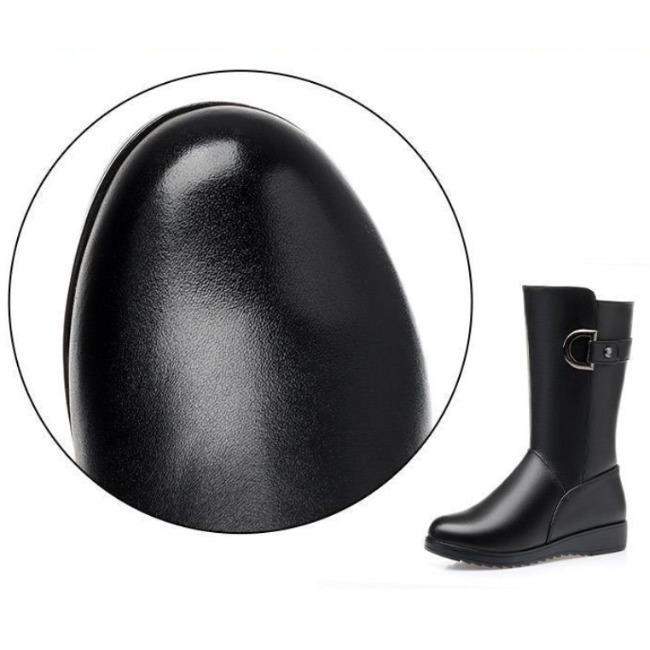 Nya plattbottnade anti-halk läderskor dam plysch varma stövlar dam bomullsstövlar