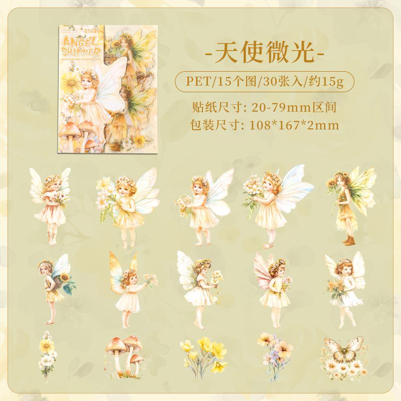

30-Piece Fairy & Angel Character Stickers, Magical Fantasy Designs, for Journal Decoration & DIY Crafts