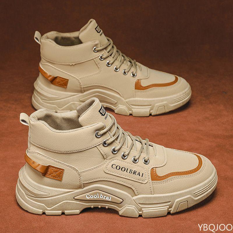 Fashionable Versatile High Top Men's Shoes New Spring Hiking Shoes Casual Comfortable Anti Slip and Wear-resistant Men's Boots