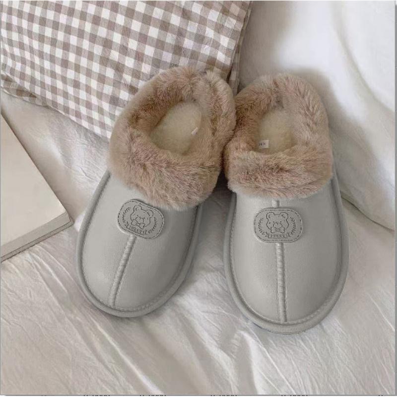 

Водонепроницаемые хлопковые тапочки на толстой подошве для женщин, новые зимние уличные нескользящие теплые домашние утолщенные плюшевые хлопковые туфли с полузакрытым носком 44-45 серый