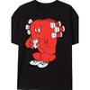 European Sizes Men'S Gossamer Reading Graphic Tee - Funny Red Cartoon Character Design, Casual Black Short Sleeve T-Shirt, Machine Washabl
