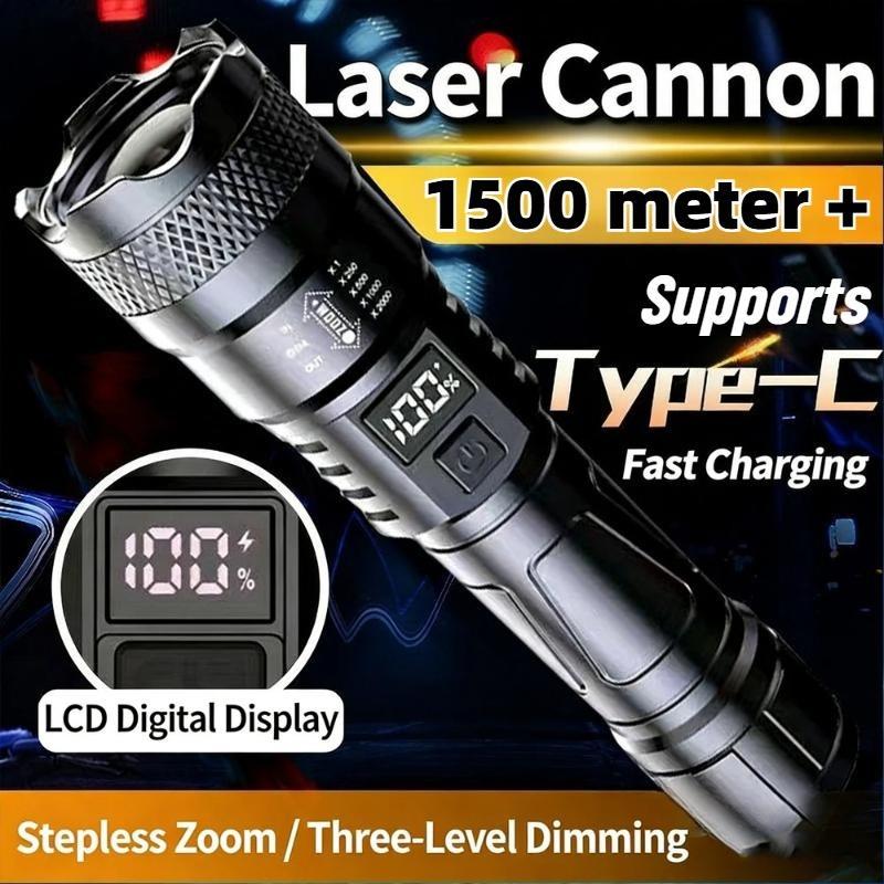 High Power LED 18650 Battery Flashlight Waterproof Camping Hiking Emergency Survival Lamp USB Rechargeable High Power Telescopic Zoom Flashlights