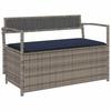 Garden Bench with Storage Space and Cushions Grey Poly Rattan