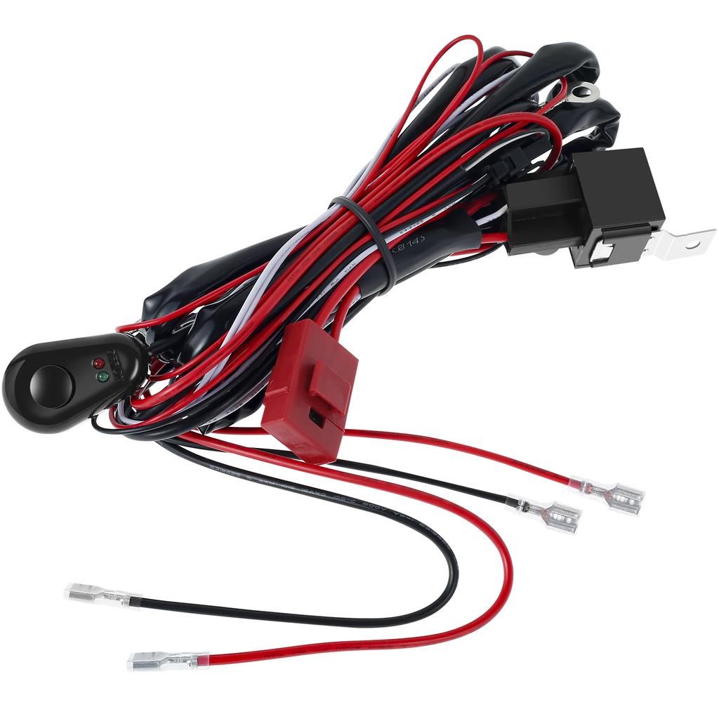 Professionelles 12V 40A Kabelbaum-Kit für LED-Lichtleiste Kabelarbeiten Fahrlichtleiste mit Sicherungsrelais Nebelscheinwerfer-Kabelbaum