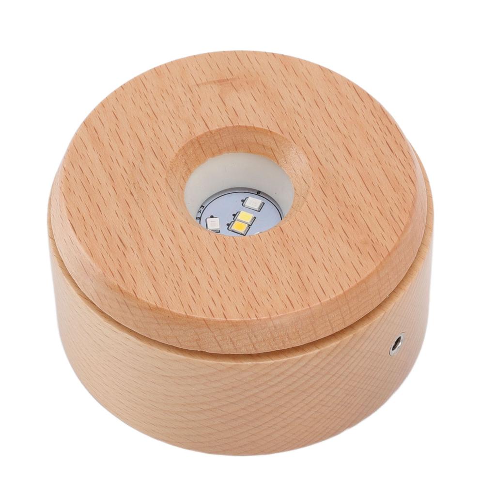 Wooden LED Display Base Rotatable Multi Mode Wood Light Display Base Touch Dimming Crystal 3D Art Display Stand