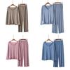 Modal Fiber Sleepwear Set For Women With V Neck Long Sleeve And Comfortable Fit For Nightwear