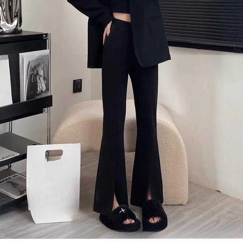 

Новые весенне-летние черные расклешенные брюки женские с высокой талией и тонкие маленькие облегающие брюки 2XL