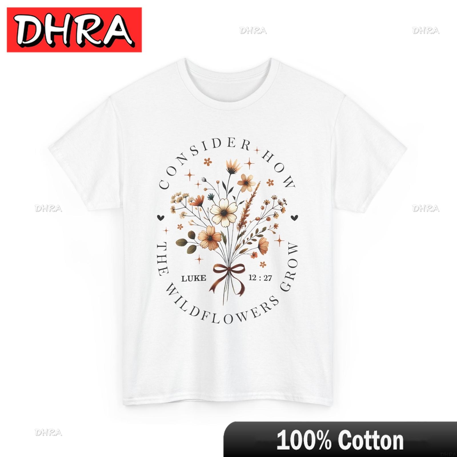 Jesus Christ Shirt Consider The Wildflowers Tee Religious Bible Verse Shirt Cool Tops Retro Tees Boys Tee Shirt Femme TShirt S