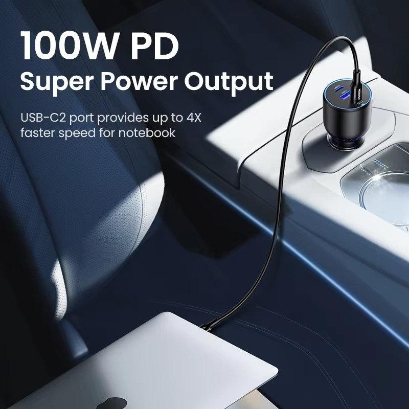 130W USB C Car Charger For Xiaomi iPhone 15 Samsung Galaxy S24 Laptops Tabet PD3.0 Fast Charging USB Type C Car Charger