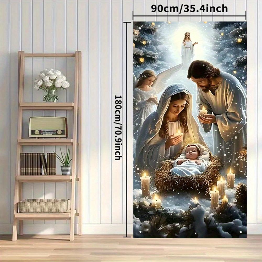 2D door banner Christmas curtain, polyester material, indoor/outdoor decoration