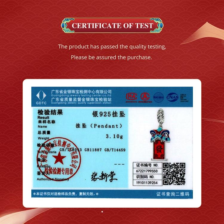 BAMOER 925 Sterling Silver Chinese New Year Series Red Enamel Lion Dancing Hanging Bead for Women Bracelet and Necklace
