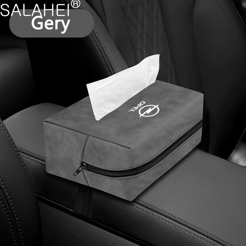 For Opel Mokka Corsa Astra Combo Grandland Insignia 2024 2025 Car Logo Tissue Box Paper Storage Bag Organizer Interior Accessori