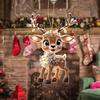 2D Flat Acrylic Elk Pendant Cartoon Deer Car Rearview Mirror Charm Christmas Tree Hanging Decoration for Auto Interior Accessories Holiday Window Wall