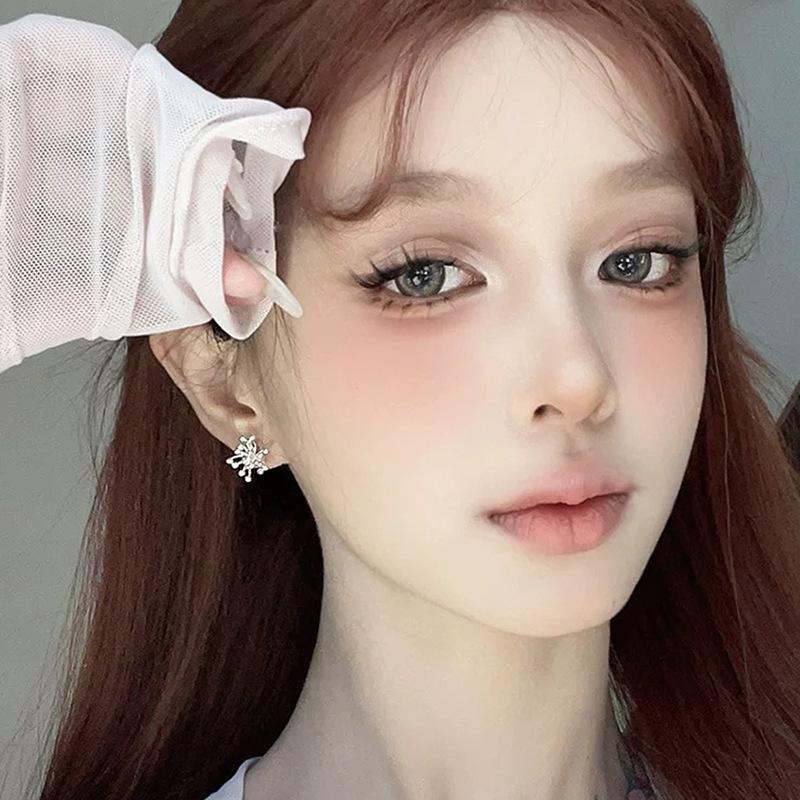 

stamen premium sense retro style silver stud earrings fireworks ear clips without holes premium sense niche versatile design commuter earrings