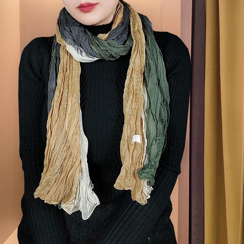 

Женский хлопково-льняной шарф Осенне-зимние стили Стильный и универсальный шарф