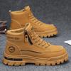 Winter High-top Boots Casual Brown Leather Boots Men's Shoes Lace Up Ankle Boots Motorcycle Platform Boot Zipper Shoes For Male