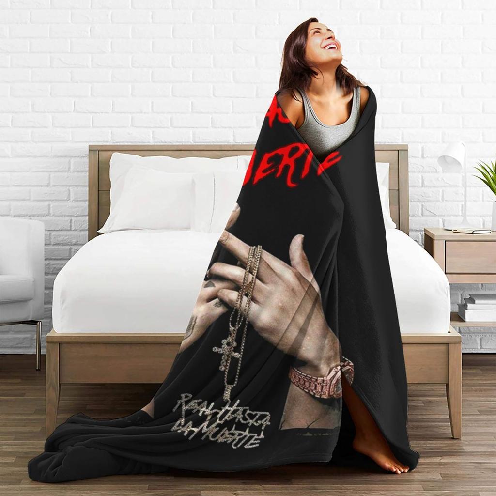 Warm Soft Blanket Picnic Anuel AA Throw Blanket Real Hasta La Muerte Flannel Bedspread Bedroom Colorful Sofa Bed Cover