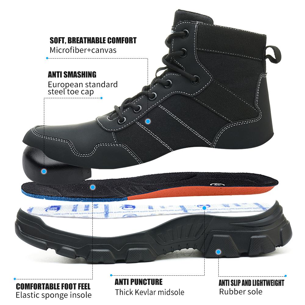 Light Breathable Work Boots Men Steel Toe Shoes Safety Boots Puncture-Proof Protective Shoes Indestructible Safety Shoes