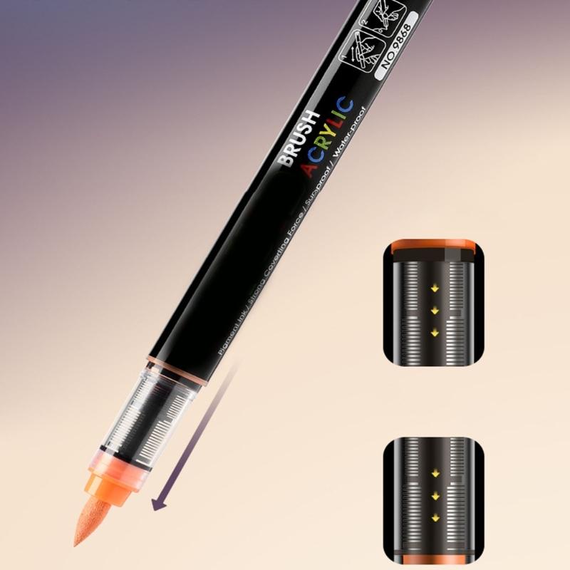 Liquid Acrylic Marker 12/24/36/48 Color Acrylic Paint Pen Brush Tip for Painting on Paper Wood Glass Fabric Metal Stone