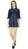Bimba Women Blue Custom Shirt Casual Denim Top 3 4 Sleeve Formal Button Down