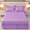 Lace Bed Skirt with Pillowcase Solid Color Bed Cover Skin-friendly Mattress Protector Cover Brushed Bed Linen for Home