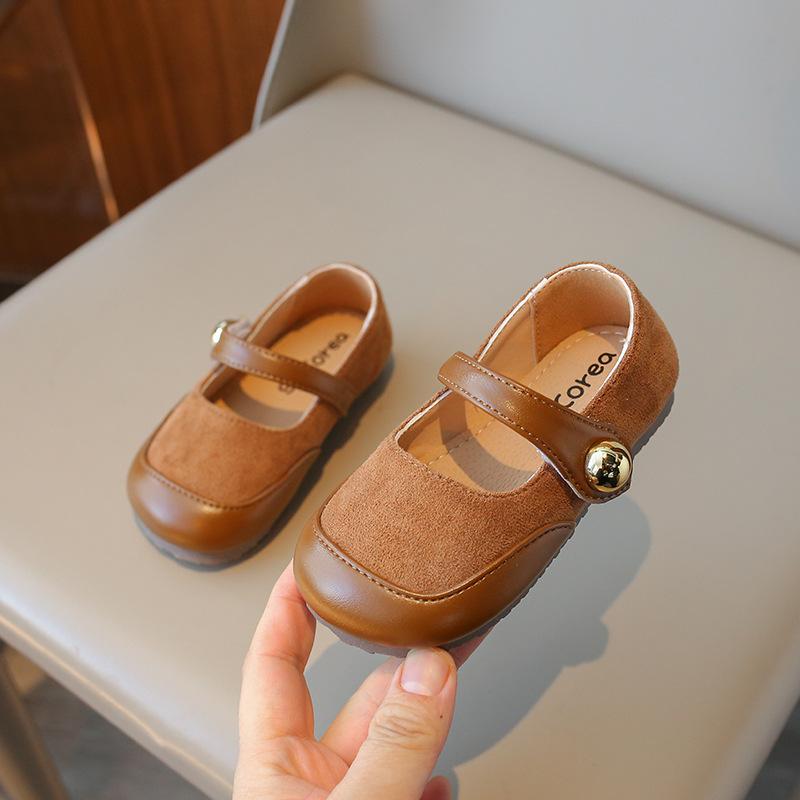 Girls' small leather shoes, new spring/autumn styles, Korean-style children's shallow-toe casual shoes, soft-soled baby shoes, retro princess shoes