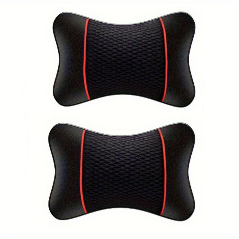 

2PCS Car mesh ice silk headrest for neck protection, paired with genuine leather pillows for car neck and interior accessories