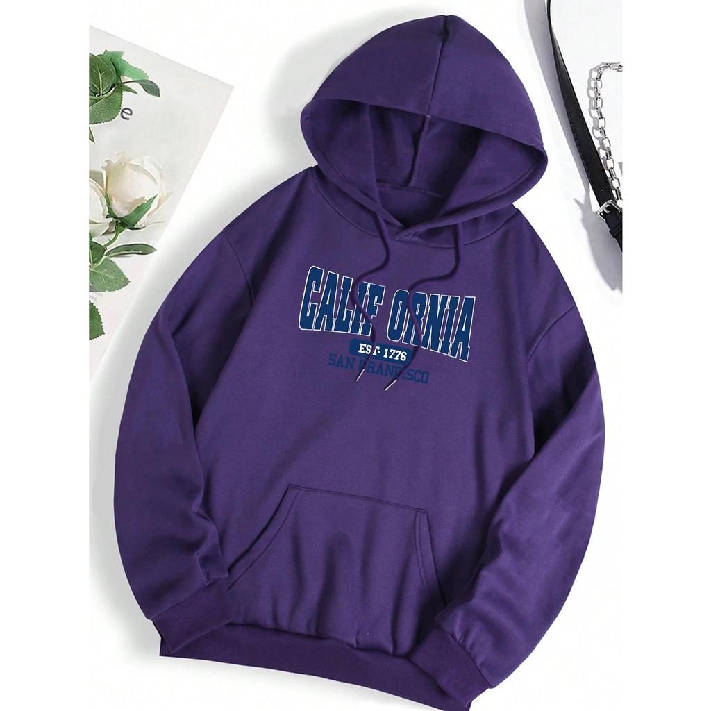 California Est 1776 San Francisco Men Women Hoodies Cute Pocket Pullovers Pattern Oversize Streetwear Fleece Couple Sportswear