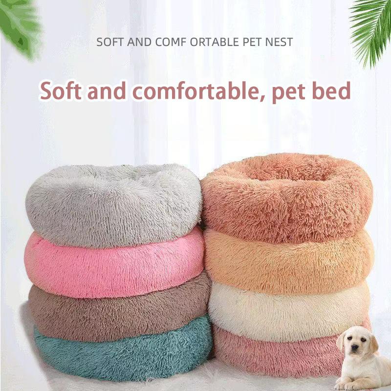 Furry Pet Bed - Round Cat Bed and Dog Bed - Soft and Fluffy Pet Bed - Ideal Sleeping Companion for Kittens and Puppies