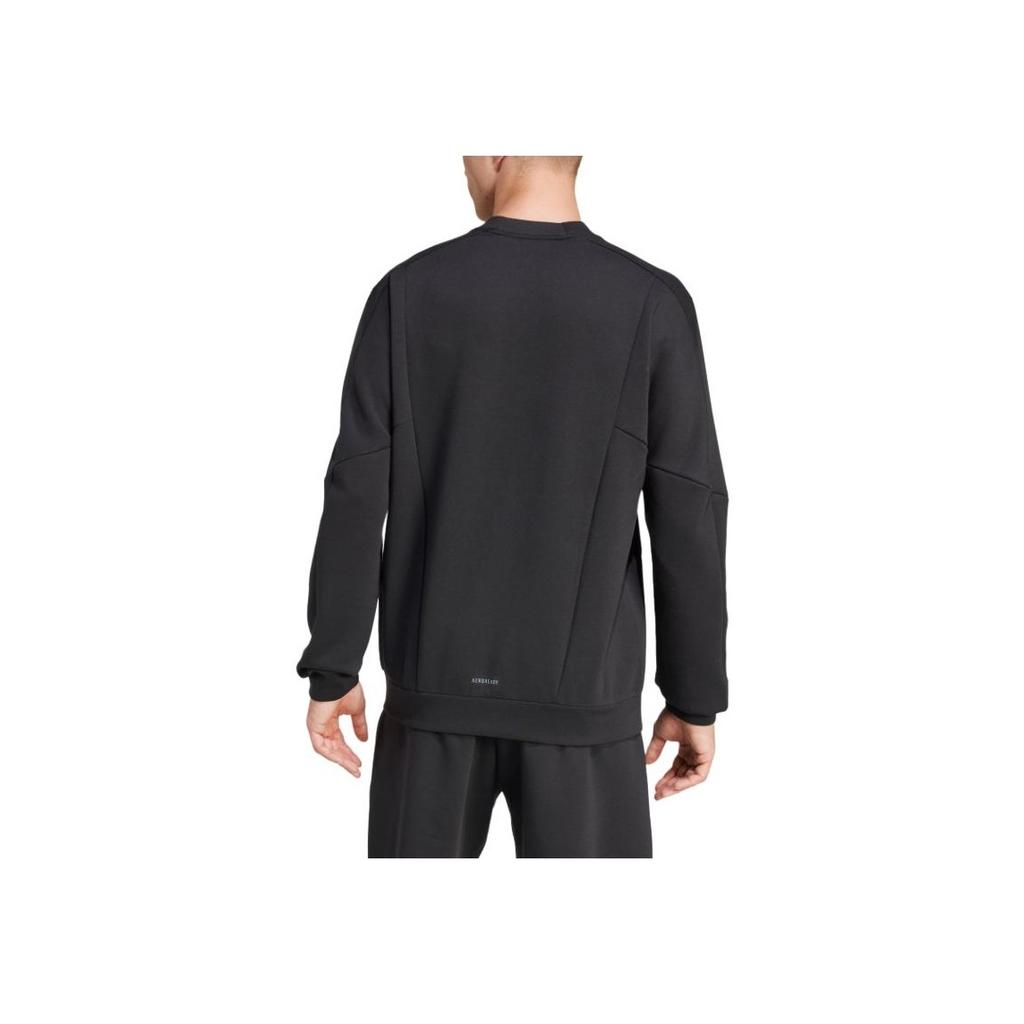 Adidas Aeroready Crew Sweatshirt Training Series Logo Round Neck Pullover Long Sleeve Men Sweatshirt Black JJ4642