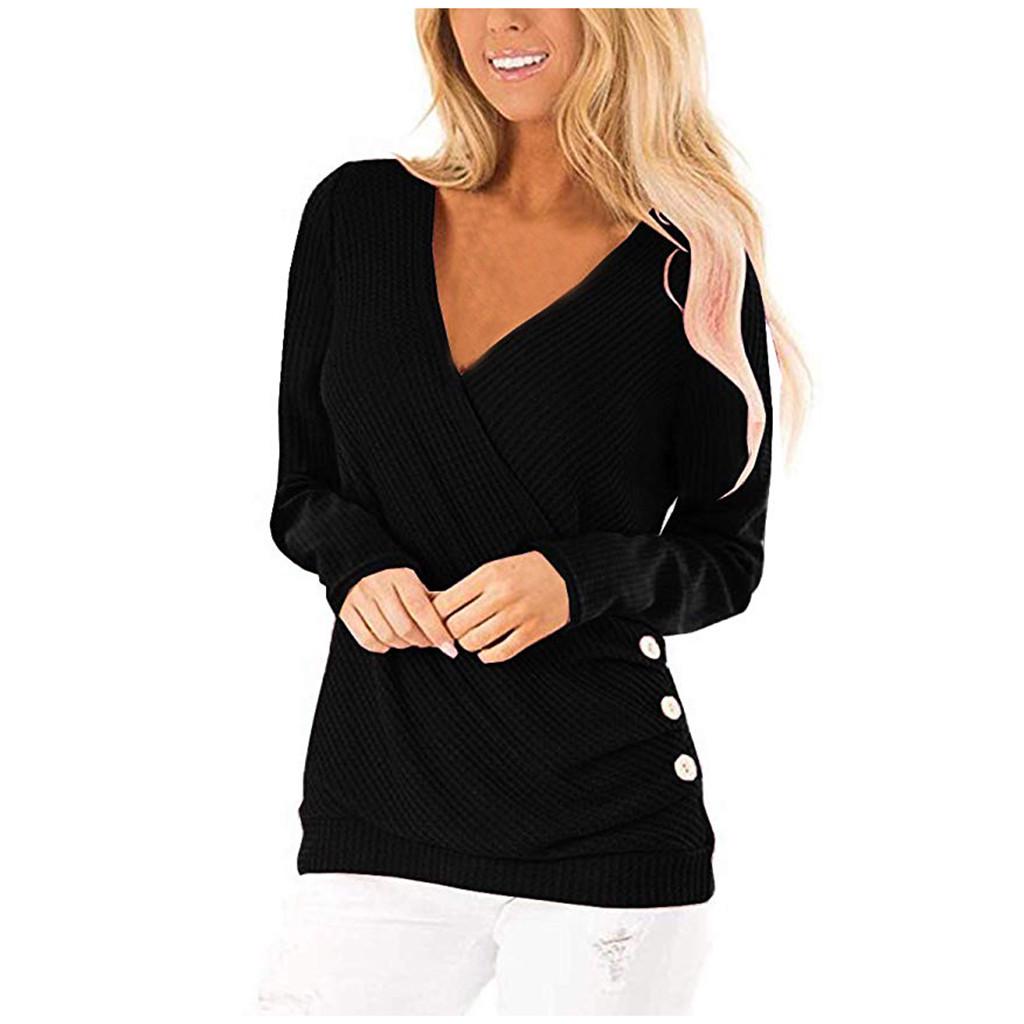 plunge neck long sleeve top